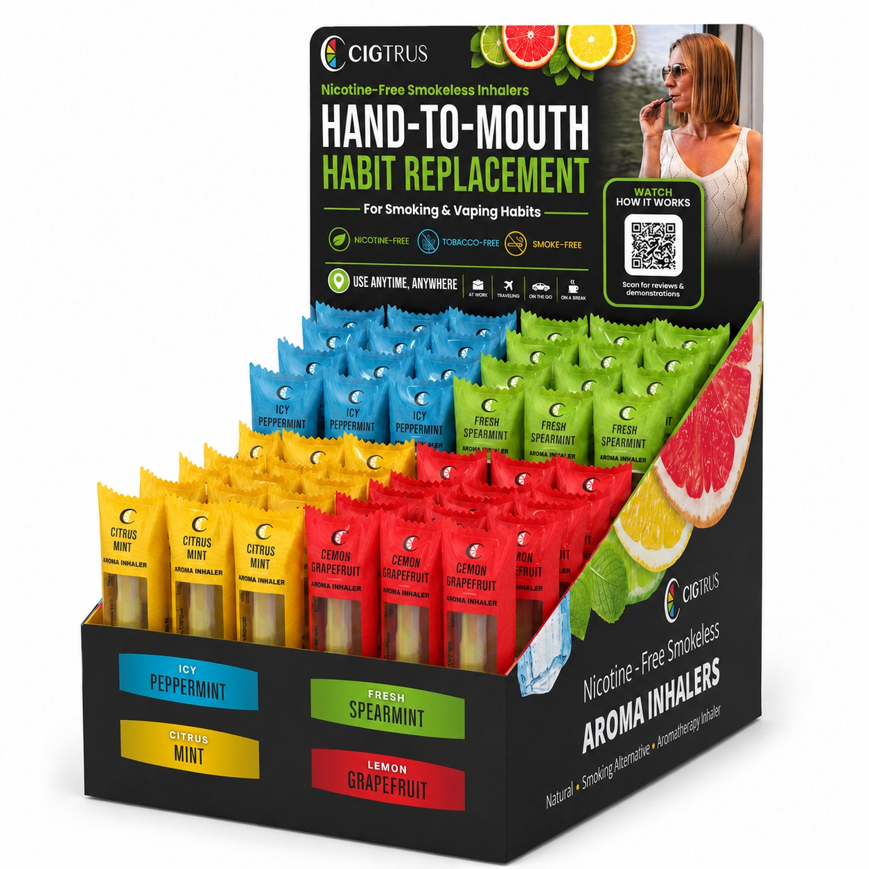Cigtrus Hand-to-Mouth Habit Replacement Display – Nicotine-Free Smokeless Inhalers