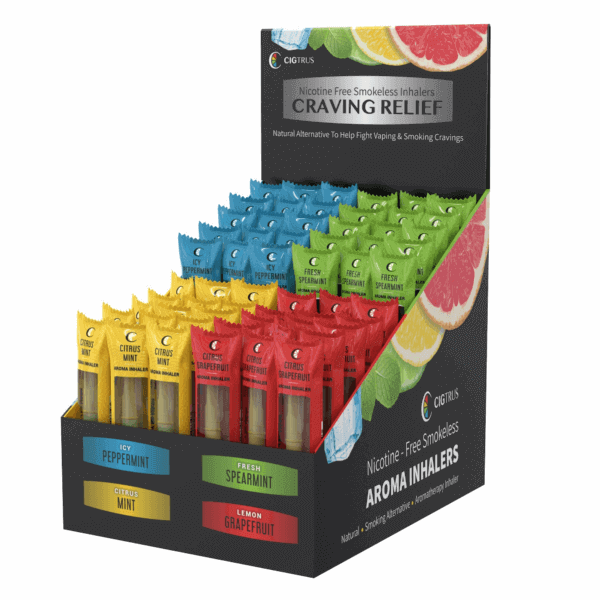 Cigtrus Natural Smoking Alternative – 4-Flavor Countertop Display | 20 Units per Flavor (80 Total) | Smokeless, Nicotine-Free Inhaler for Oral Fixation & Craving Relief
