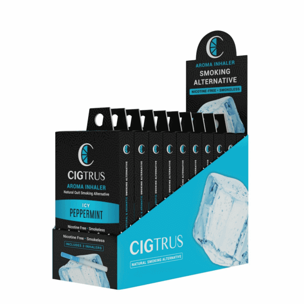 Cigtrus Natural Smoking Alternative – Quit Smoking Aid | Icy Peppermint Flavor | Smokeless Aroma Inhaler for Oral Fixation & Craving Relief | 3-Pack Retail Display
