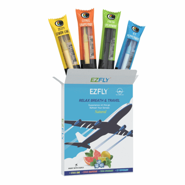 EZFLY : TSA-Accepted Travel Essentials Smokeless Inhaler - Non-Electric Smokers' Alternative for Stress-Free Travel and Oral Fixation Relief - Variety Pack with 4 Flavors
