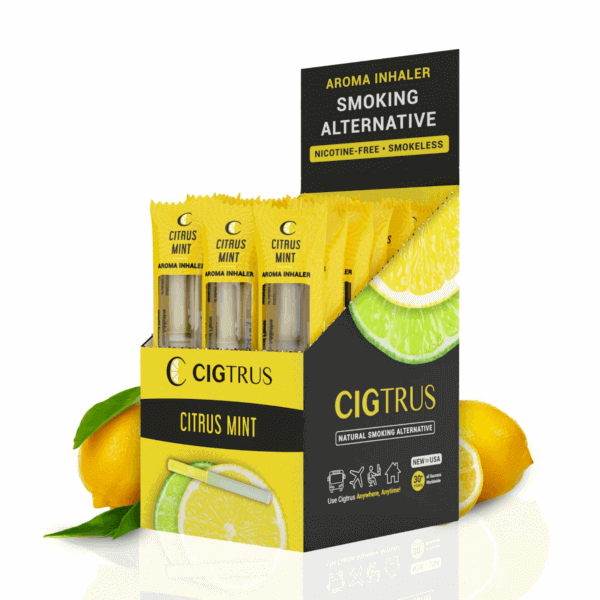 Cigtrus Natural Smoking Alternative – Quit Smoking Aid | Citrus Lemon Lime Flavor | Smokeless Aroma Inhaler for Oral Fixation & Craving Relief | 20-Count Retail Box (Display or Refill)