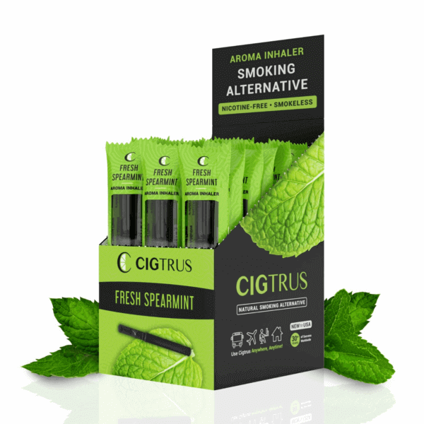 Cigtrus Natural Smoking Alternative – Quit Smoking Aid | Fresh Spearmint Flavor | Smokeless Aroma Inhaler for Oral Fixation & Craving Relief | 20-Count Retail Box (Display or Refill)