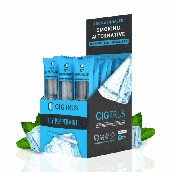 Cigtrus Natural Smoking Alternative – Quit Smoking Aid | Icy Peppermint Flavor | Smokeless Aroma Inhaler for Oral Fixation & Craving Relief | 20-Count Retail Box (Display or Refill)