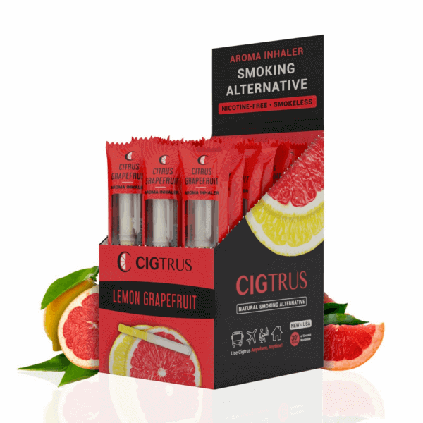 Cigtrus Natural Smoking Alternative – Quit Smoking Aid | Citrus Grapefruit Flavor | Smokeless Aroma Inhaler for Oral Fixation & Craving Relief | 20-Count Retail Box (Display or Refill)
