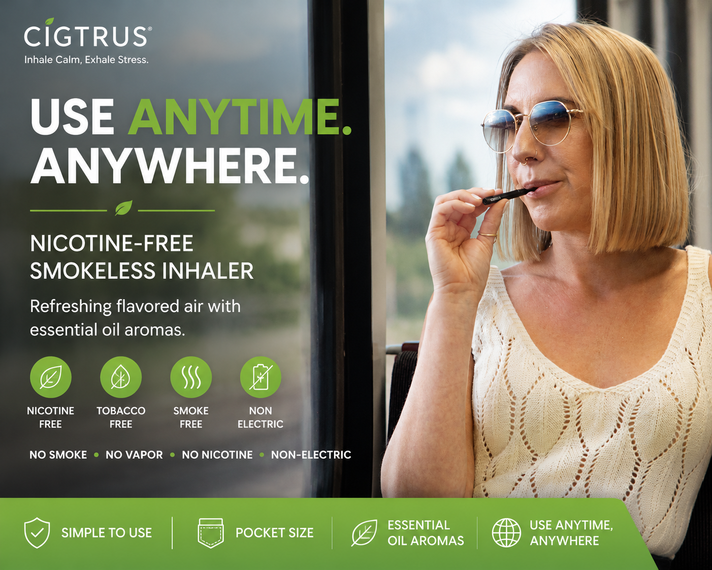 Cigtrus Fresh Spearmint 3 Pack | Nicotine-Free Smokeless Inhaler | Refreshing Flavored Air | Peg & Shelf Ready Retail Pack - Image 10