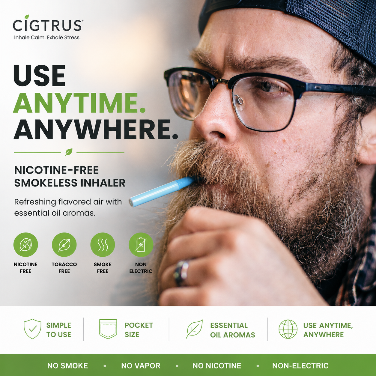 Cigtrus Citrus Mint 3 Pack | Nicotine-Free Smokeless Inhaler | Refreshing Flavored Air | Peg & Shelf Ready Retail Pack - Image 15