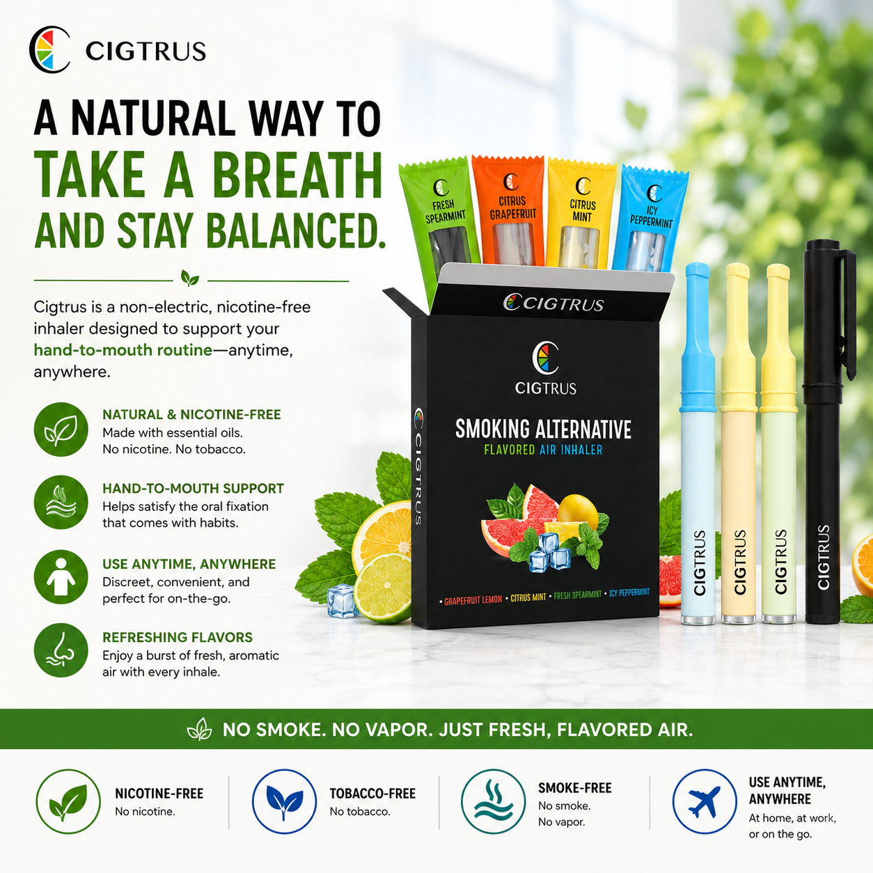 Cigtrus 4-Flavor Variety Pack | Nicotine-Free Smokeless Inhaler | 10 Count Retail Display HBA & NRT Section Product - Image 12