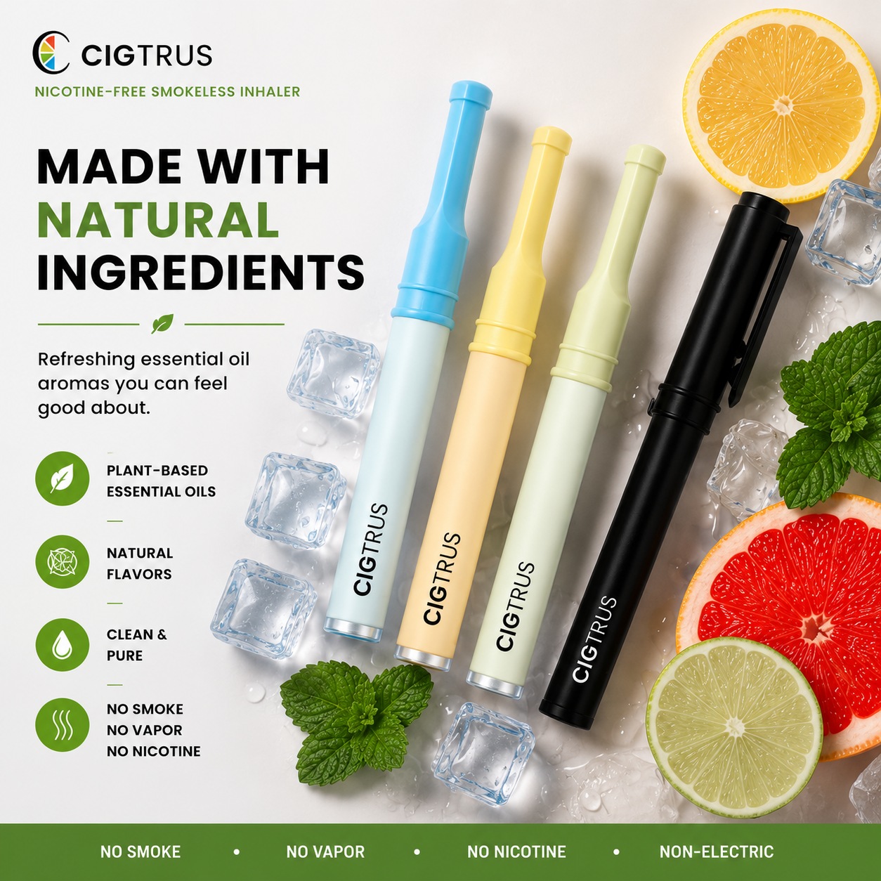 Cigtrus Citrus Mint 3 Pack | Nicotine-Free Smokeless Inhaler | Refreshing Flavored Air | Peg & Shelf Ready Retail Pack - Image 14