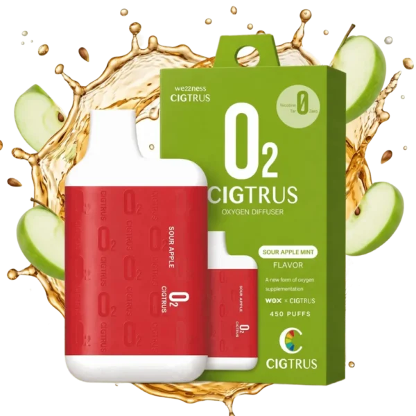 Cigtrus O2 Sour Apple Mint Portable Oxygen Diffuser | Flavored Oxygen | Approx. 450 Inhalations
