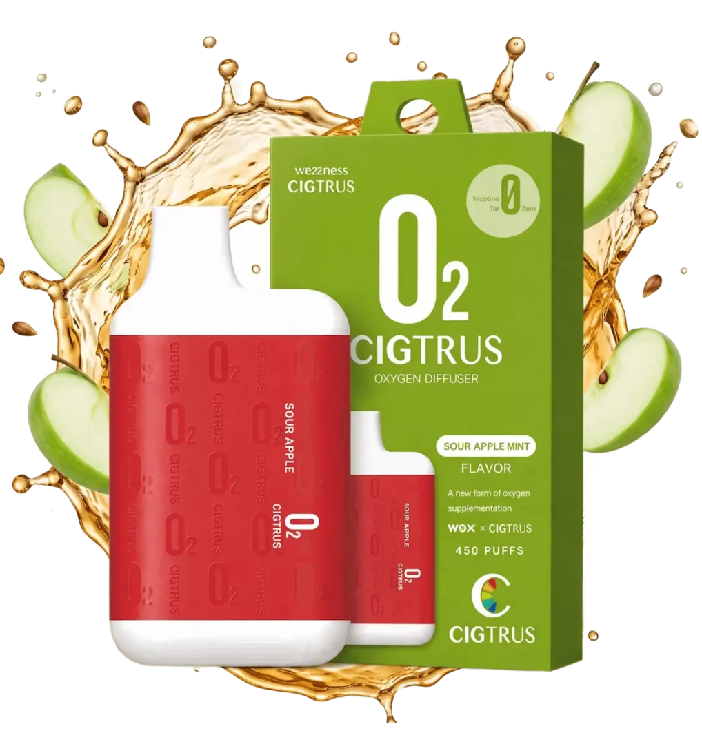 Cigtrus O2 Sour Apple Mint Portable Oxygen Diffuser | Flavored Oxygen | Approx. 450 Inhalations