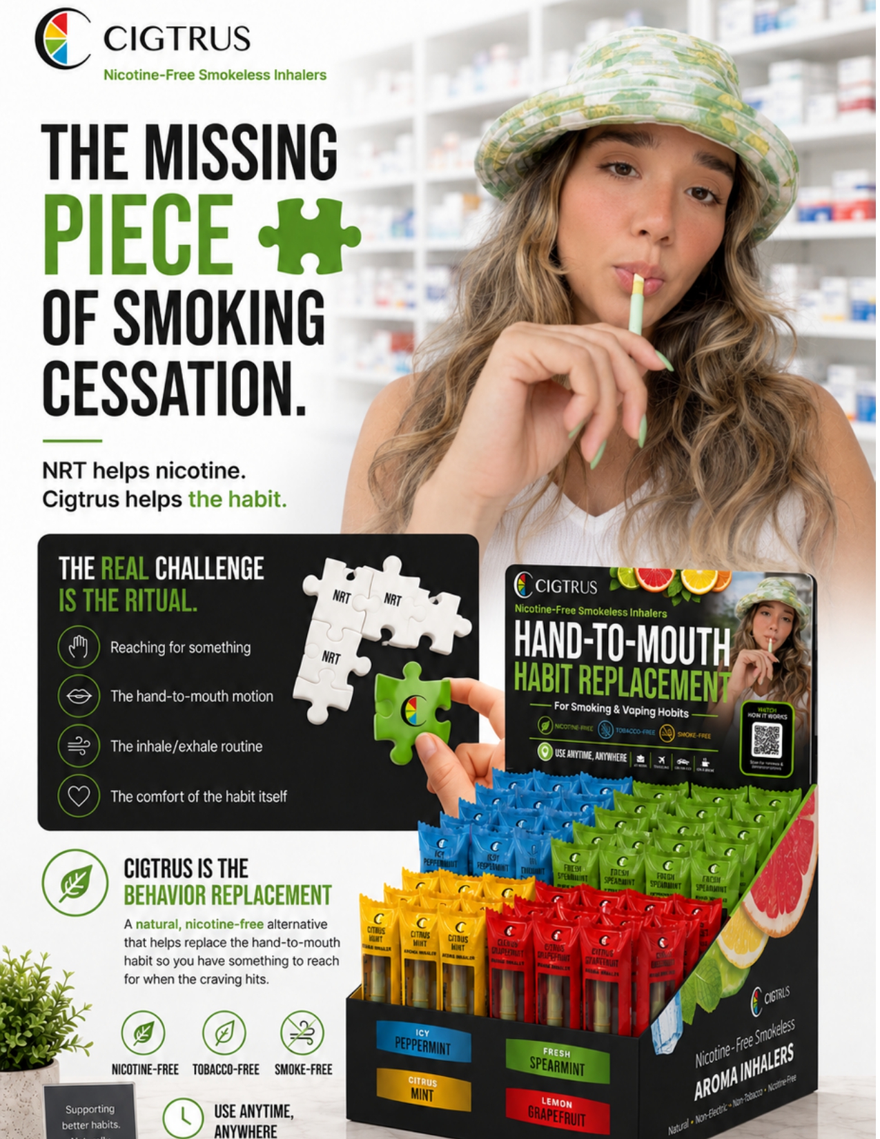 Cigtrus Icy Peppermint 20 Count Box | Nicotine-Free Smokeless Inhaler | Display Refill & Standalone Counter Box - Image 9